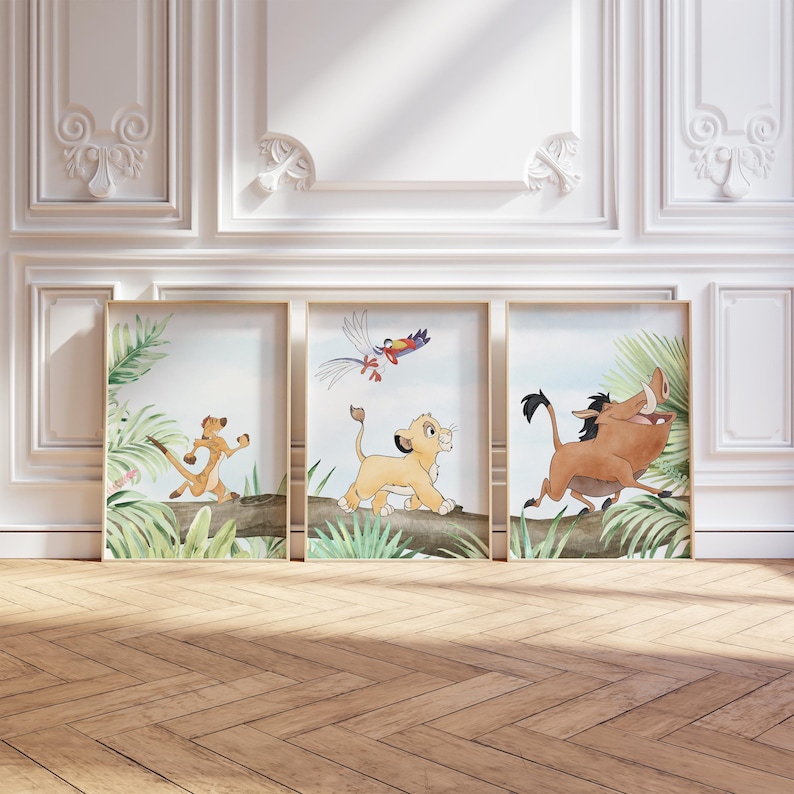 Simba and Friends Wall Art - Set of 3 | Digital Downloadable Art| Lion ...
