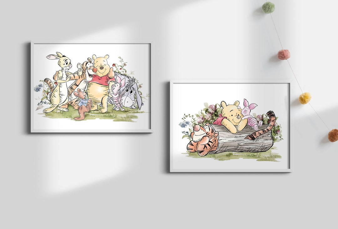 Set of 2 Winnie the Pooh and Friends Wall Art Classic Style Winnie the ...