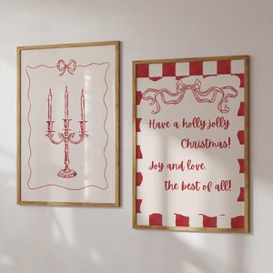 2er-Set Holly Jolly Christmas Wall Print | Weihnachtsdruck | Festlicher Druck | Weihnachten Poster | Trendiges Dekor | Weihnachtsdekor|Druckbare Kunst|L205