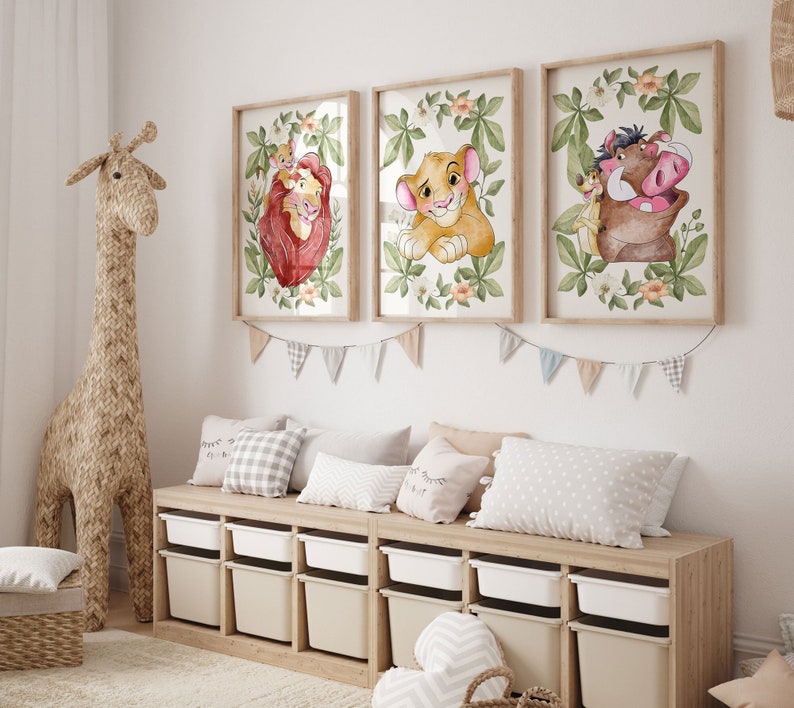 Set of 3 Lion King Wall Prints| Simba and Friends Wall Art | Simba ...