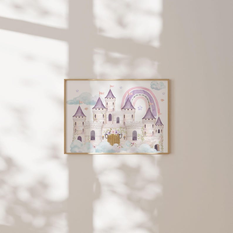 Fairy Tale Castle Print| Magical Castle Nursery Wall Art | Watercolor ...