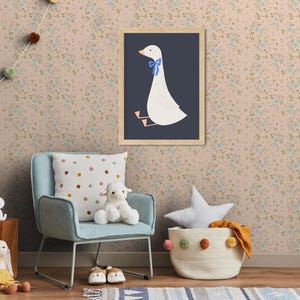 Bow-tied Goose Art Print | Cute Silly Goose Print | Hand-drawn Nursery ...