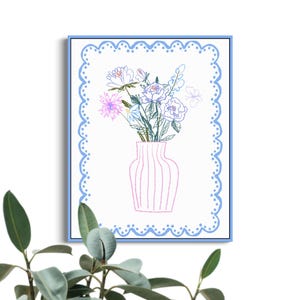 Flowers in a Vase Wall Art| Trendy Floral Art Print | Digital Downloadable Wall Art|Cottage Decor| Bold Flowers| Nursery Printable Art|L509
