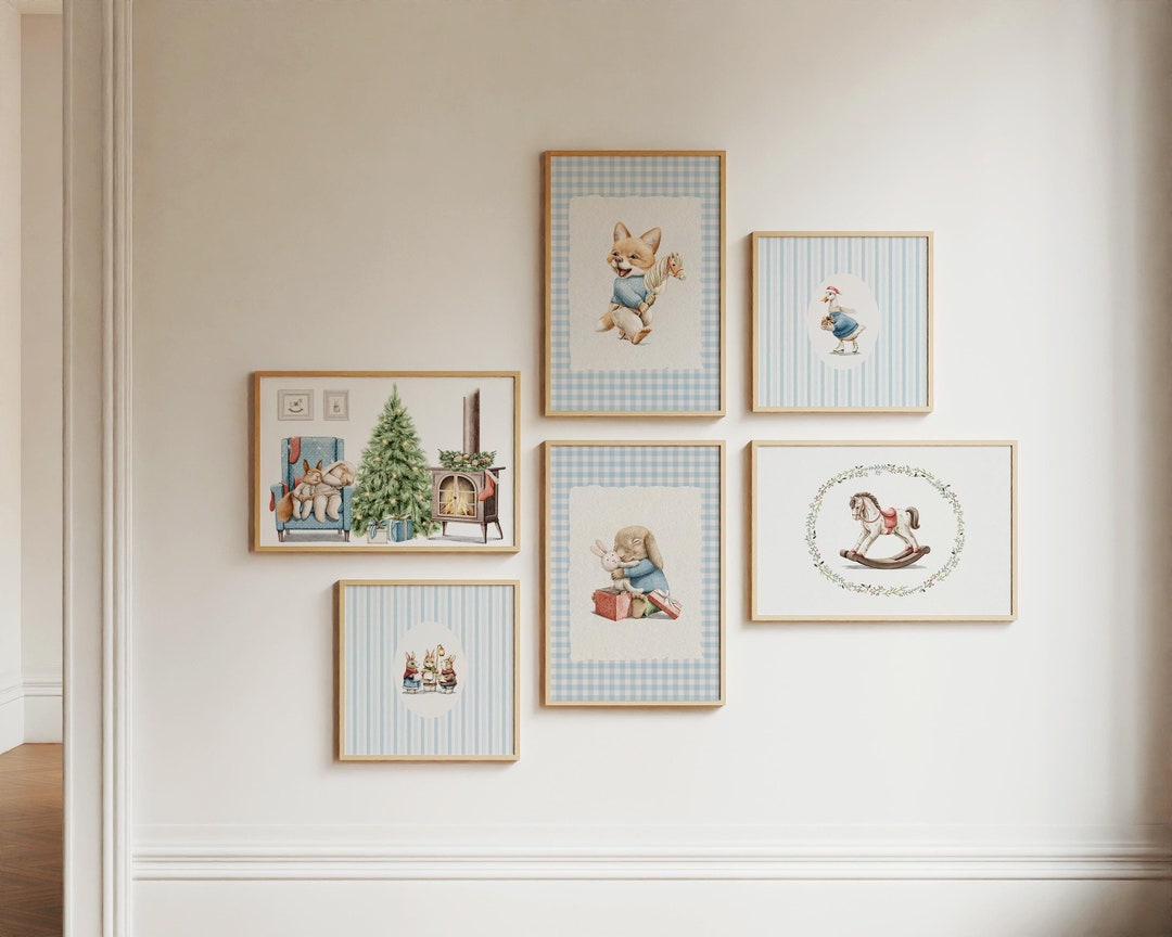 Festive Nursery Gallery Wall Set of 6 Printable Wall Art | Vintage ...