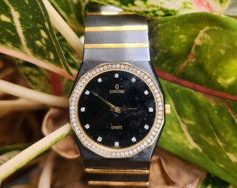 Concord Diamond Gold Black Watch
