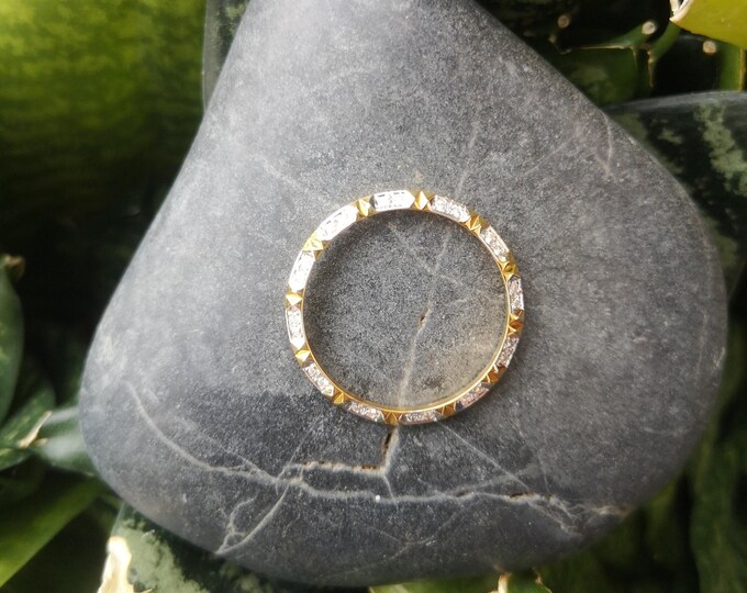 Double Edge Diamond Two Toned Gold Watch Bezel/ Pendant