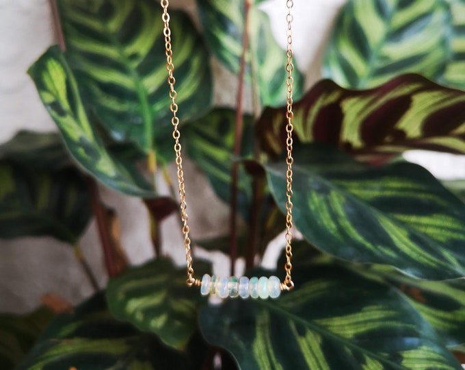 Green Crystal donuts inspired Pearl Gold Necklace