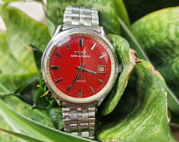 Vintage Camy Super Automatic Red Watch
