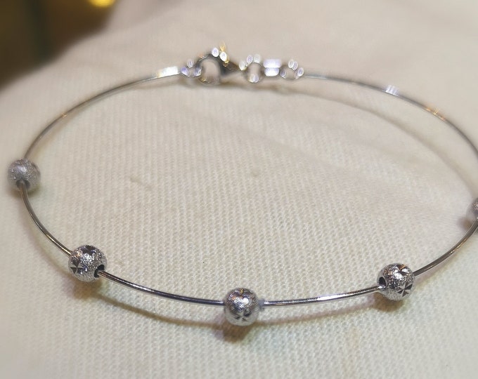 Orbit Inspired White Gold Bangle