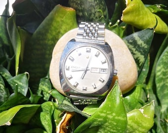 Vintage Enicar Silver Face Day Date Watch