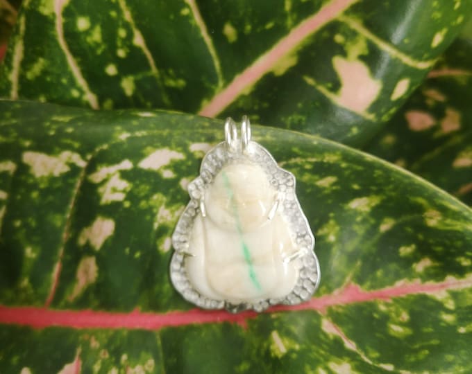 Handmade Silver casing for Jade Laughing Buddha Pendant
