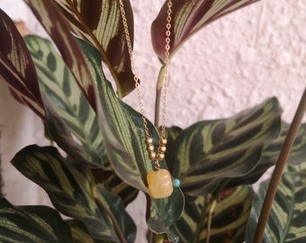 Yellow stone Pumpkin Gold necklace