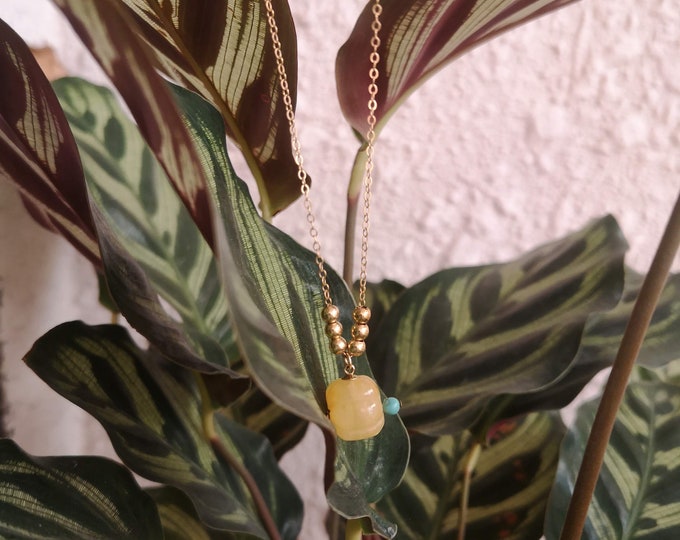 Yellow stone Pumpkin Gold necklace