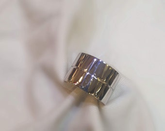 Dual Wide White Gold Band