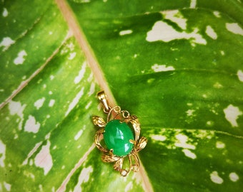 Light Green Jade with Butterfly inspired Gold Pendant/Charm
