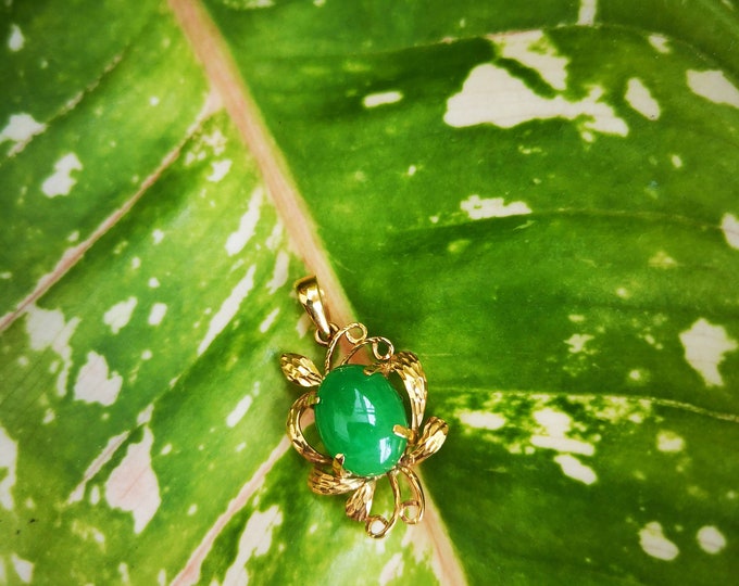 Light Green Jade with Butterfly inspired Gold Pendant/Charm