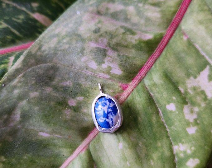 Handmade Lapis Lazuli 2 Faced Silver Pendant