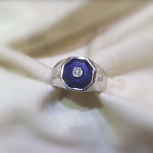 Lapis Lazuli Diamond Statement Ring