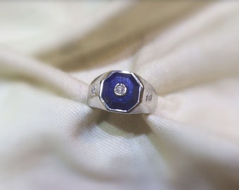 Lapis Lazuli Diamond Statement Ring