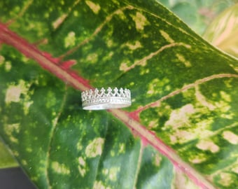 Handmade Simple Crown Silver Ring