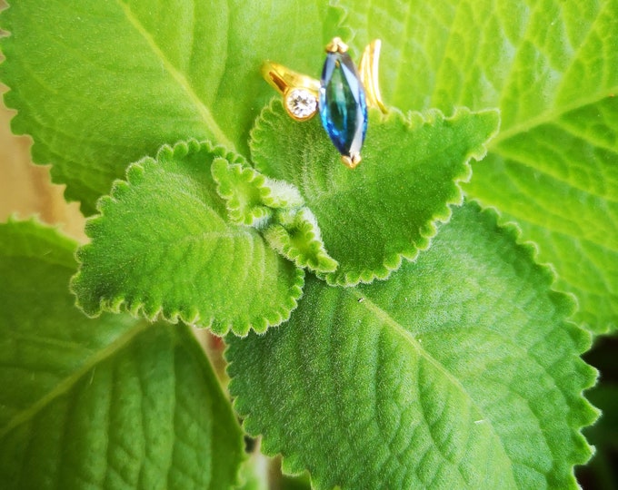 Marquise Blue Sapphire Diamond Gold Ring