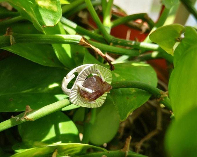 Handmade Silver Leaf inspired Raw Tanzanite Adjustable Ring