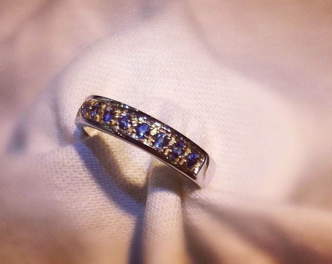 Blue Sapphire Pave Two Toned Stackable Ring