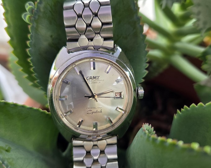Vintage Camy Crystal 1001 Sputnik Watch-'Coffin' links