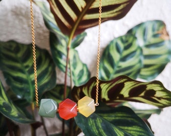 Traffic light color stones Gold Necklace