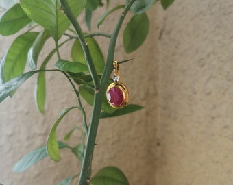 Ruby Diamond Gold Pendant
