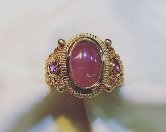 Vintage Filigree Ruby Gold Ring