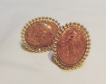 Vintage Warm Amber Gold Filigree Earstuds