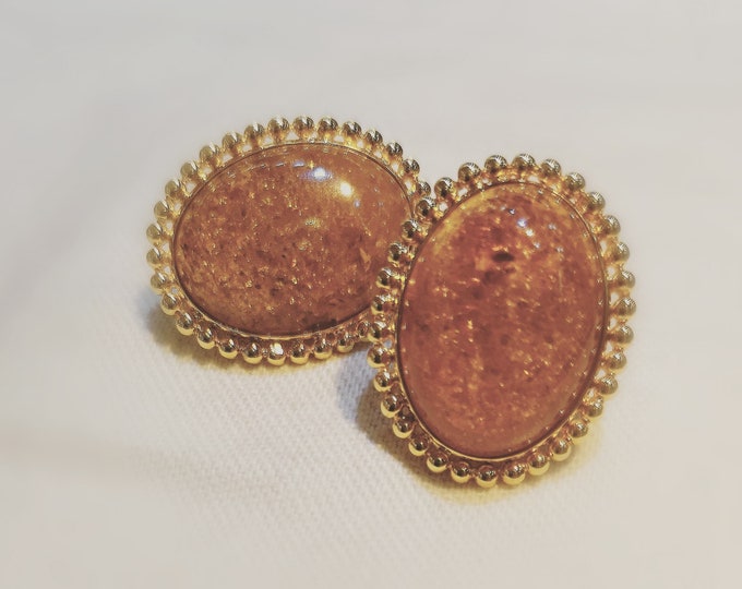 Vintage Warm Amber Gold Filigree Earstuds