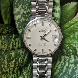 Vintage Enicar Beige Face Watch