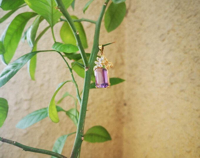 Flower Crown Amethyst Diamond Gold Pedant
