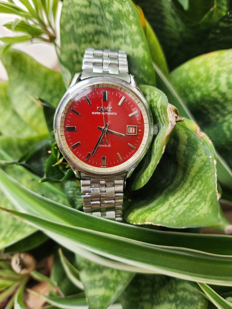 Montre Vintage Camy Automatique Des Années 1950 - Boîtier Et Bracelet Plaqué Or - Occasion
