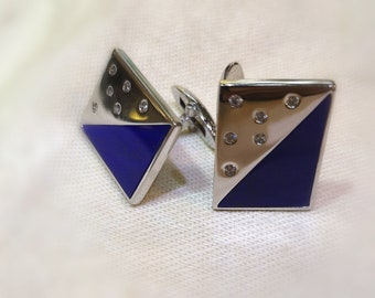 Yin Yang Lapis Lazuli Diamond Cufflinks