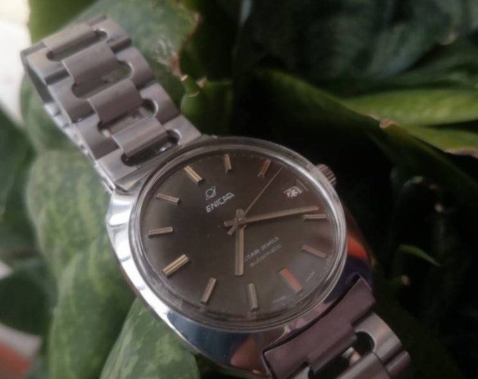 Vintage Enicar Black face Star Jewels Watch