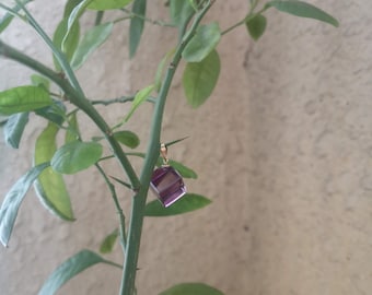 Amethyst inspired Cube shape Gold Pendant/Charm