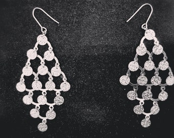 Sparkling White Gold Dangle Earrings