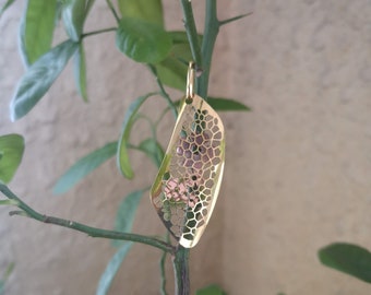 2D Flower Hive Two Toned Gold Pendant