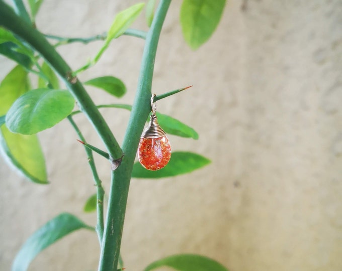 Tear Drop shape Orange Crystal Gold Pendant/Charm