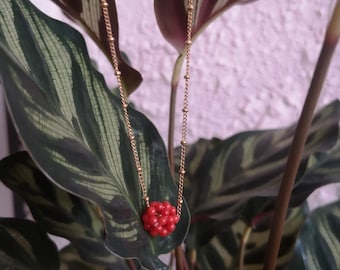 Raspberry Inspired Beaded Gold Necklace