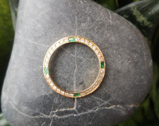 Emerald Diamond Yellow Gold Watch Bezel/Pendant