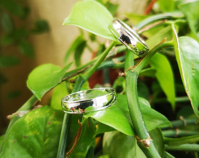 Simple Plain Borderline White gold Ring/Band(L)