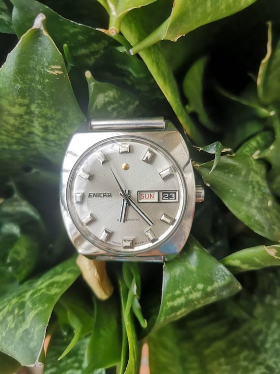Enicar Silver Face watch
