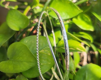Handmade Triple Designs Intertwine Silver Bangle