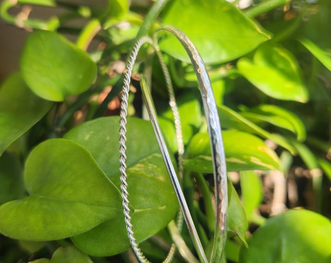 Handmade Triple Designs Intertwine Silver Bangle