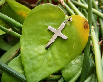 Simple White Gold Cross Pendant