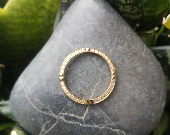 Double Edge Diamond Yellow Gold Watch Bezel/ Pendant